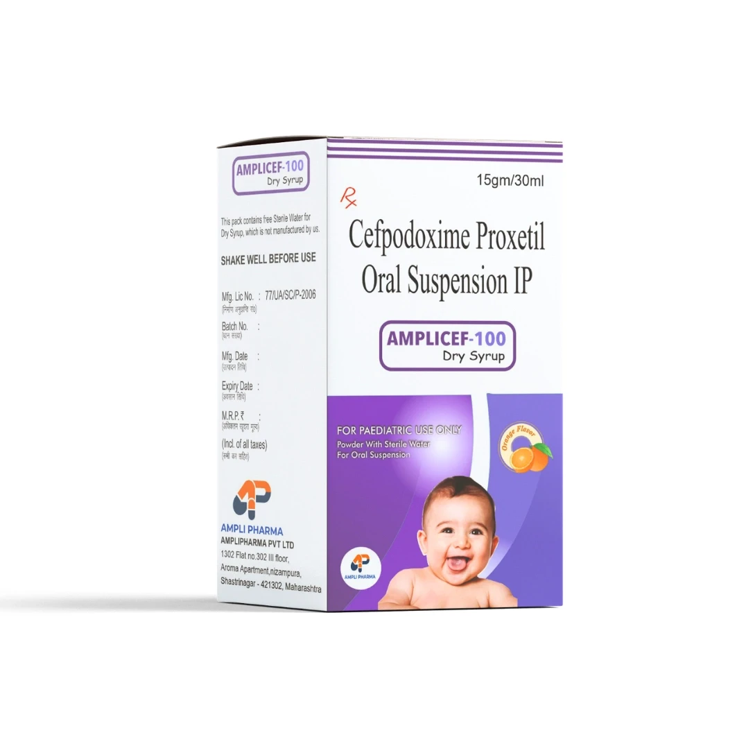 Amplicef-100 Dry Syrup pharmaceutical product pack by Ampli Pharma